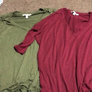 Two Xs olive green and maroon express shirts